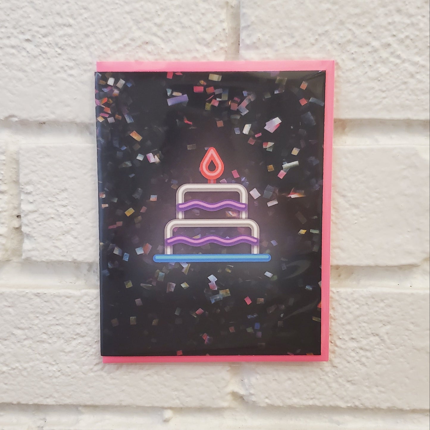 Glow Cake - Neon Greeting Card - Chirps & Cheers Studio