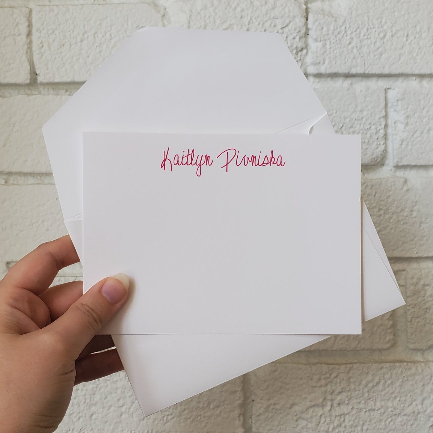 Kaitlyn Script Raised Ink Personalized Stationery
