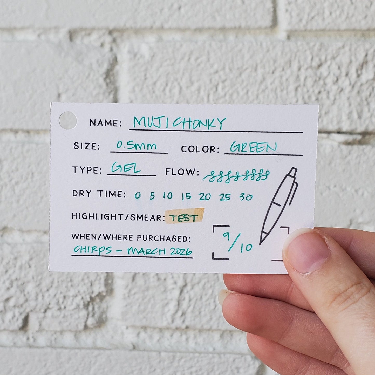 Pen Swatch Cards - Set of 20 - Chirps & Cheers Studio