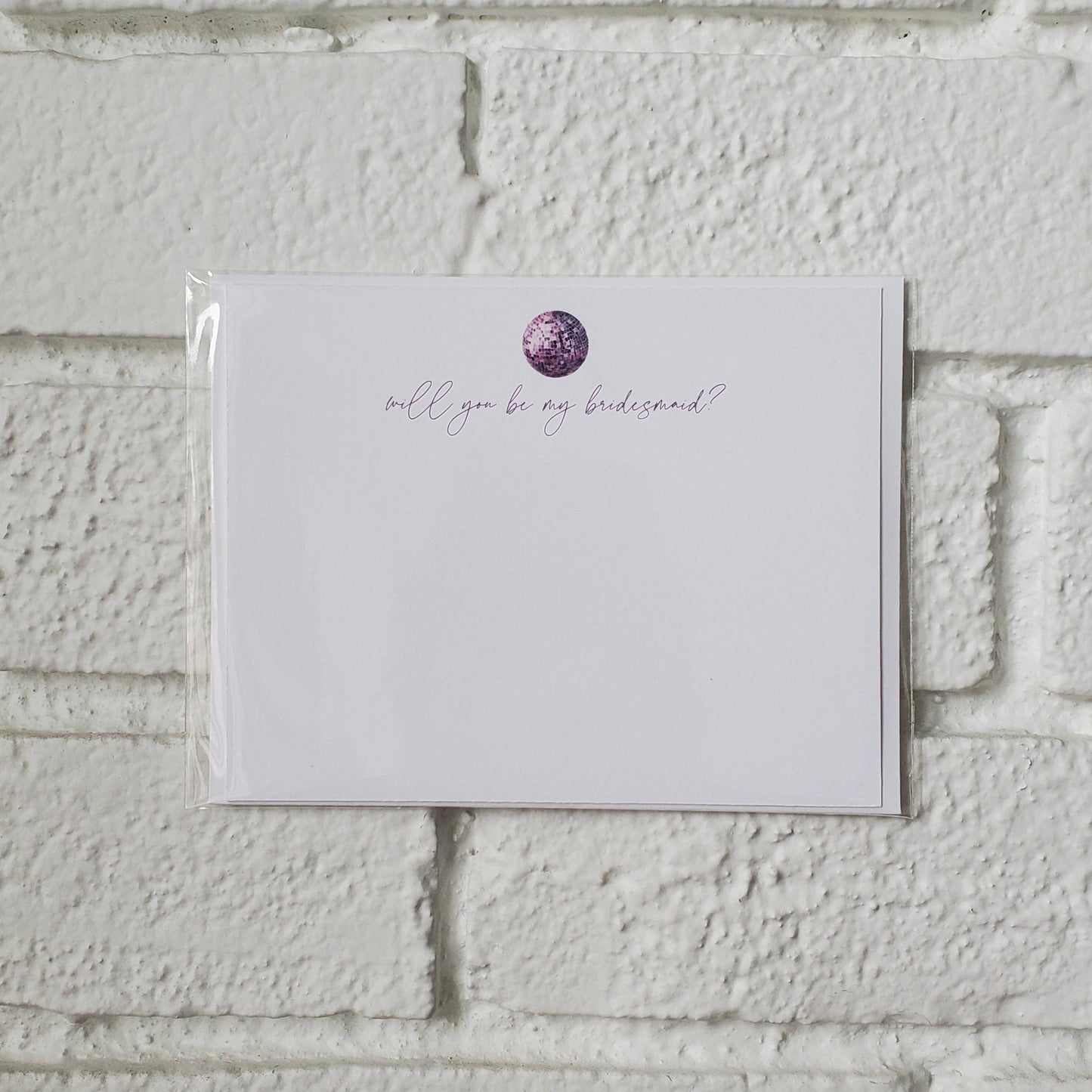 Bridesmaid Disco Flat Note Card - Chirps & Cheers Studio