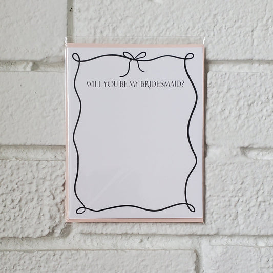 Bridesmaid Coquette Flat Note Card - Chirps & Cheers Studio