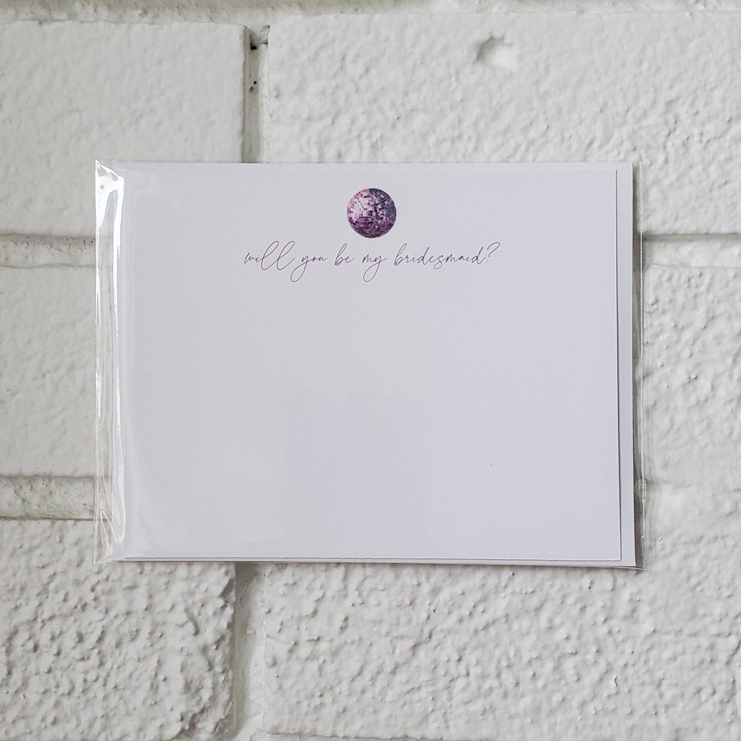 Bridesmaid Disco Flat Note Card - Chirps & Cheers Studio