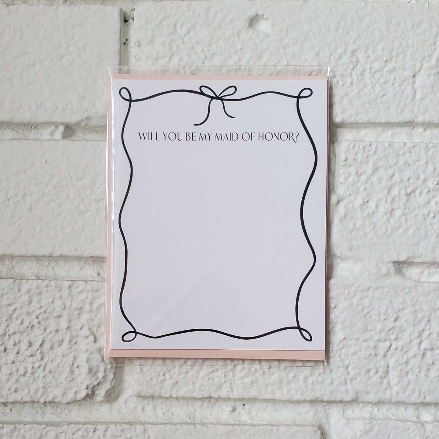 Maid of Honor Coquette Flat Note Card - Chirps & Cheers Studio