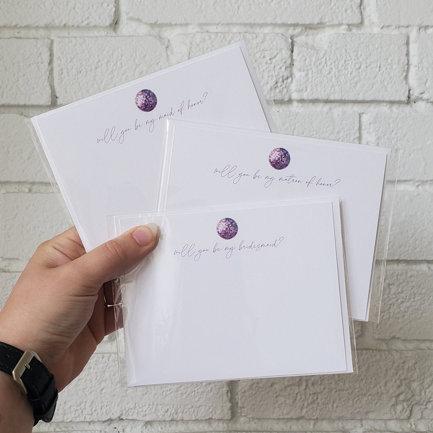 Bridesmaid Disco Flat Note Card - Chirps & Cheers Studio