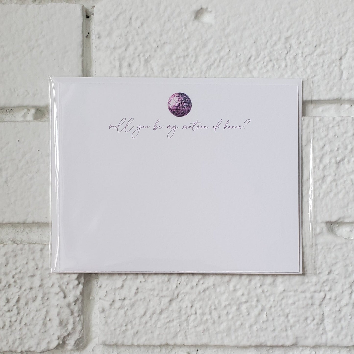 Matron of Honor Disco Flat Note Card - Chirps & Cheers Studio