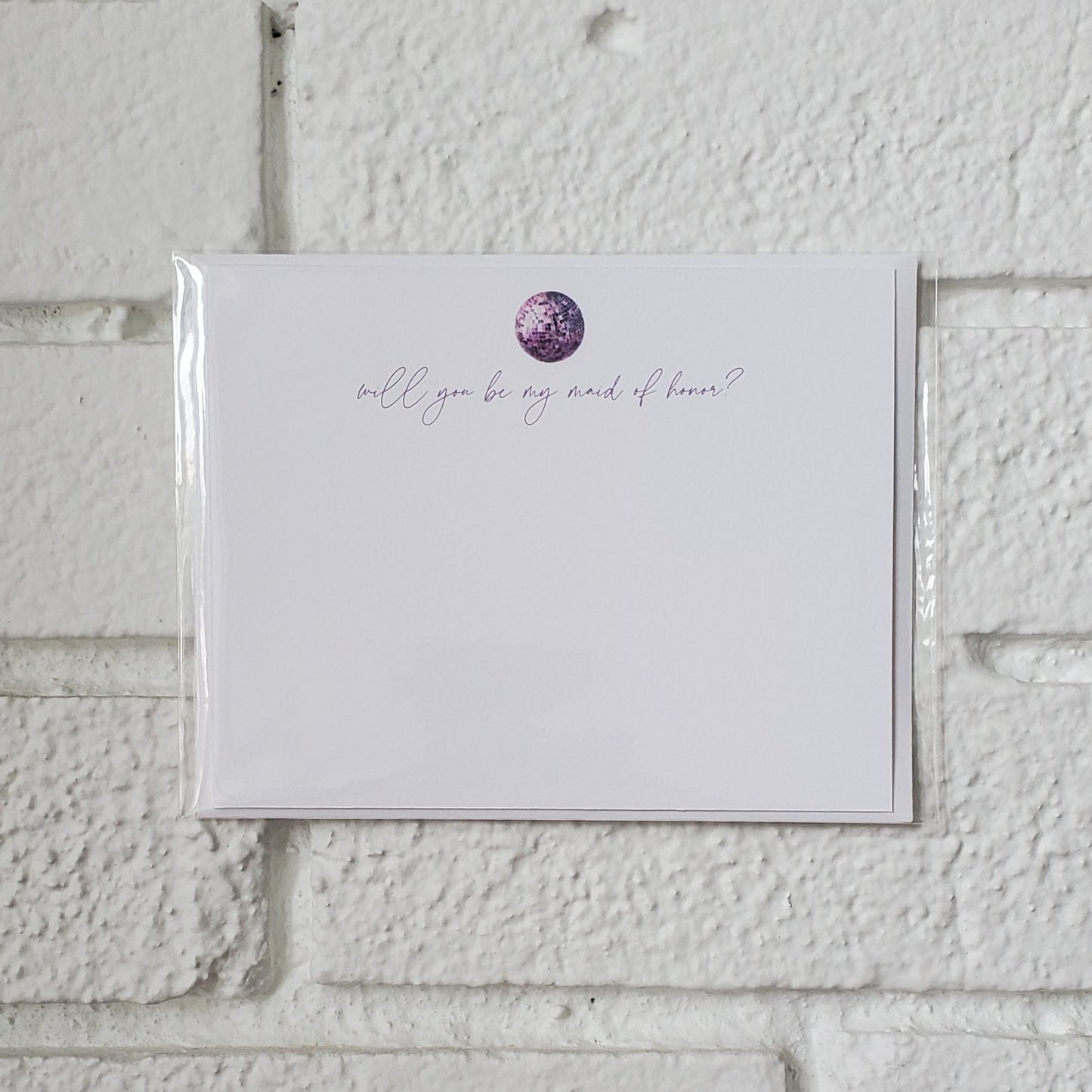 Maid of Honor Disco Flat Note Card - Chirps & Cheers Studio