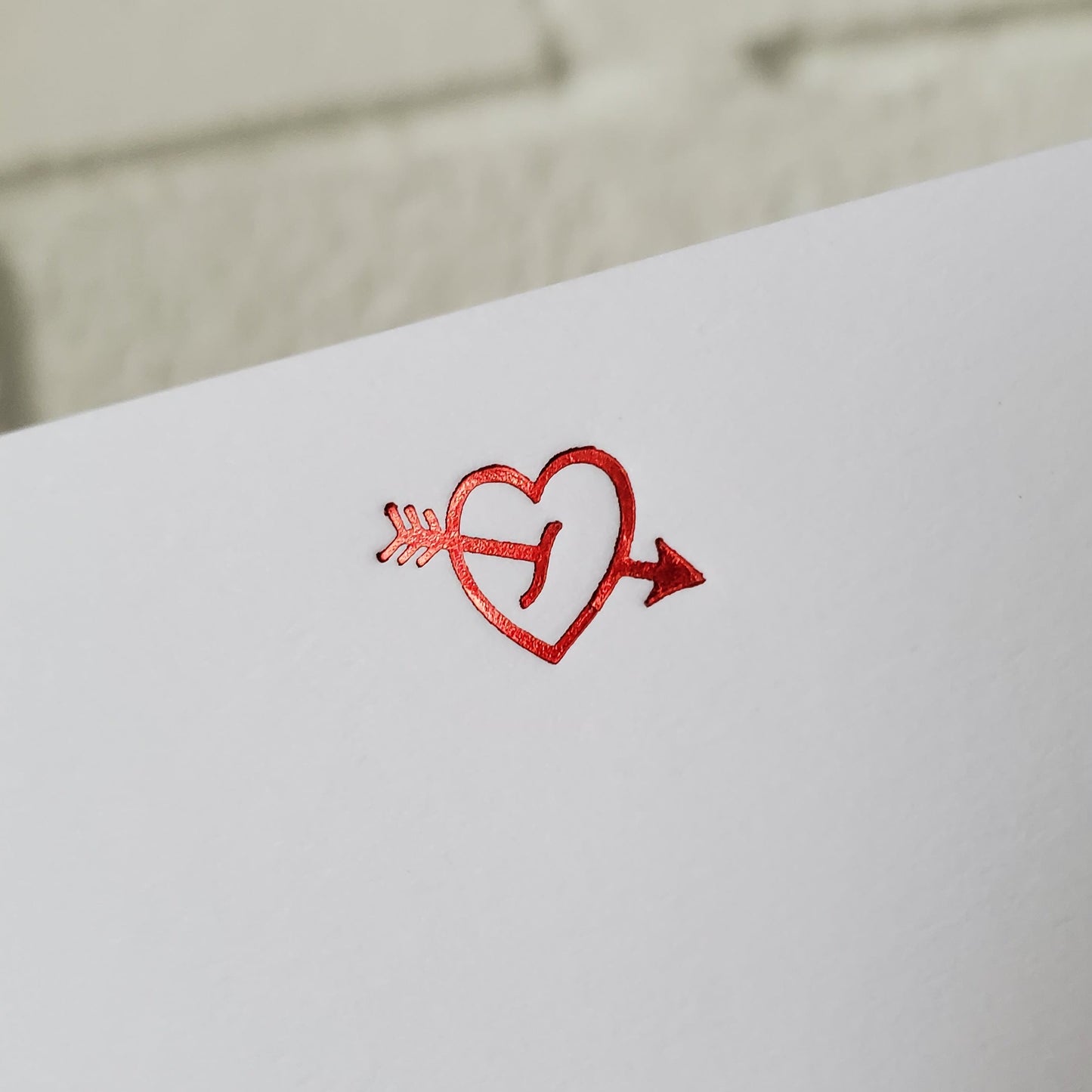 Red Heart Arrow - Foil Flat Notecard Set