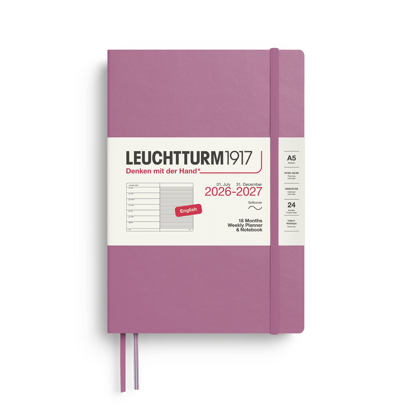 Dusty Rose - Softcover (A5) Weekly Planner & Notebook - 18 Month - 2026-2027