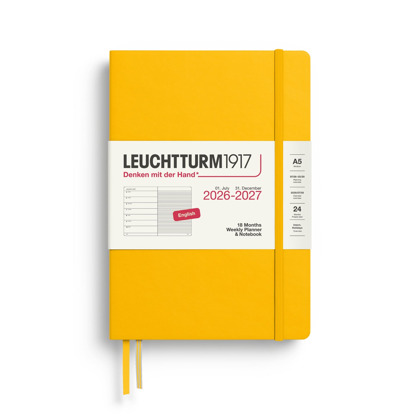 Sunflower - Hardcover (A5) Weekly Planner & Notebook - 18 Month - 2026-2027