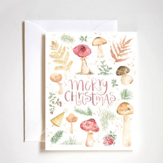 Stephanie Tara Stationery - cottage core Christmas mushroom card