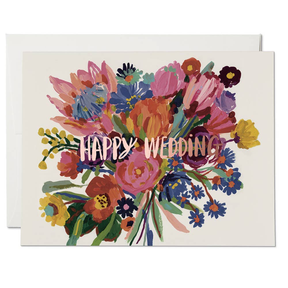 Red Cap Cards - Happy Wedding Flowers