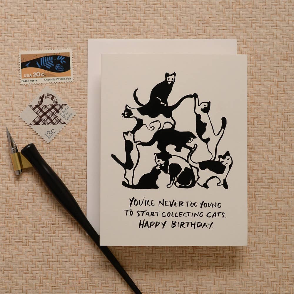 Antiquaria - Cat Tower Birthday Greeting Card