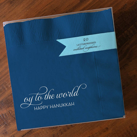Alice-Louise Press - Oy Hanukkah Napkin Blue - Set of 20