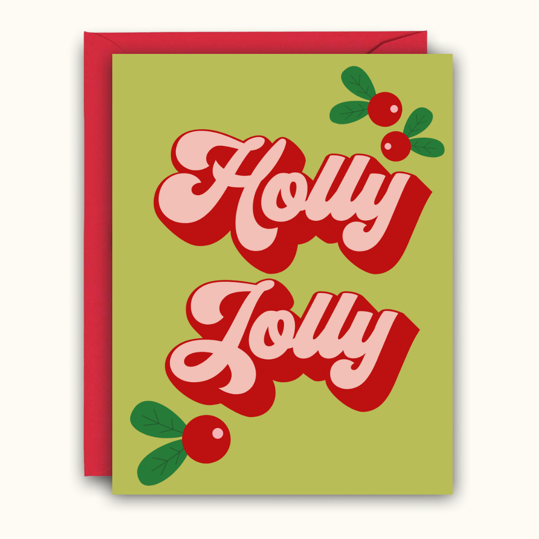Whimsy Words - "Holly Jolly" Christmas Greeting Card