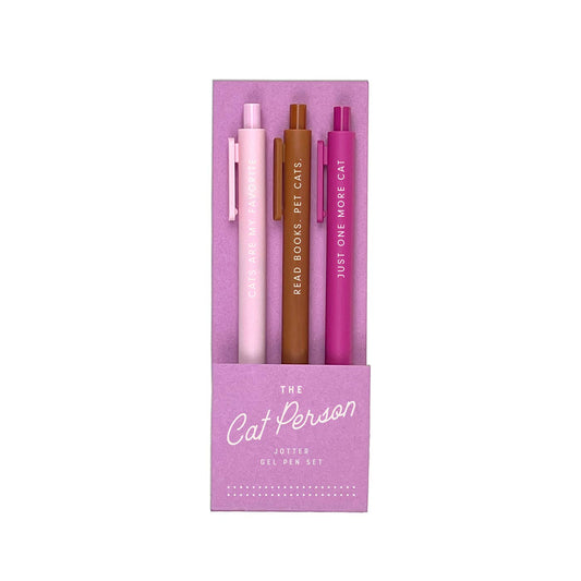 Ruff House Print Shop - The Cat Person Jotter Gel Pen: Set of 3
