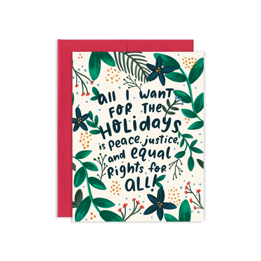 Grey Street Paper - Peace Justice Equal Rights Holiday Greeting Card