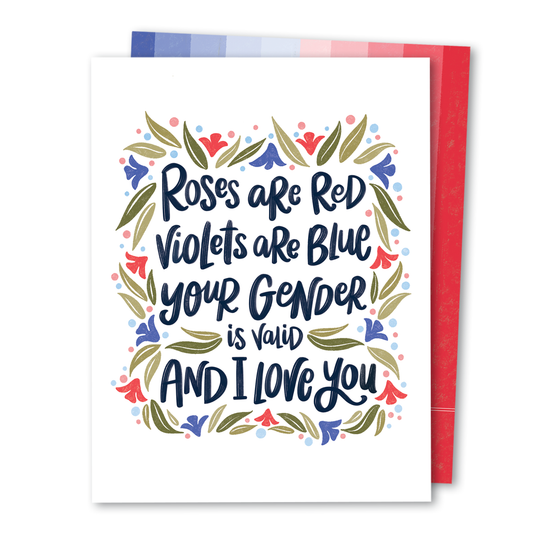 The Noble Paperie - Roses Are Red | LGBTQ+ Transgender Valentine's Day Love Card