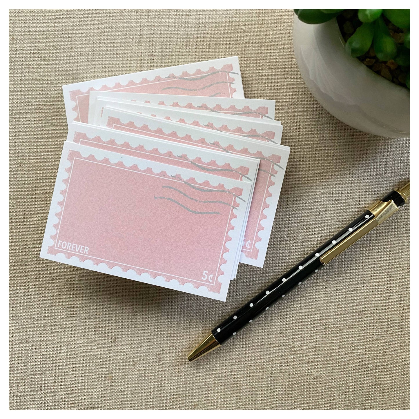 Pink Forever Stamp  - Mini Notecard Set of 60